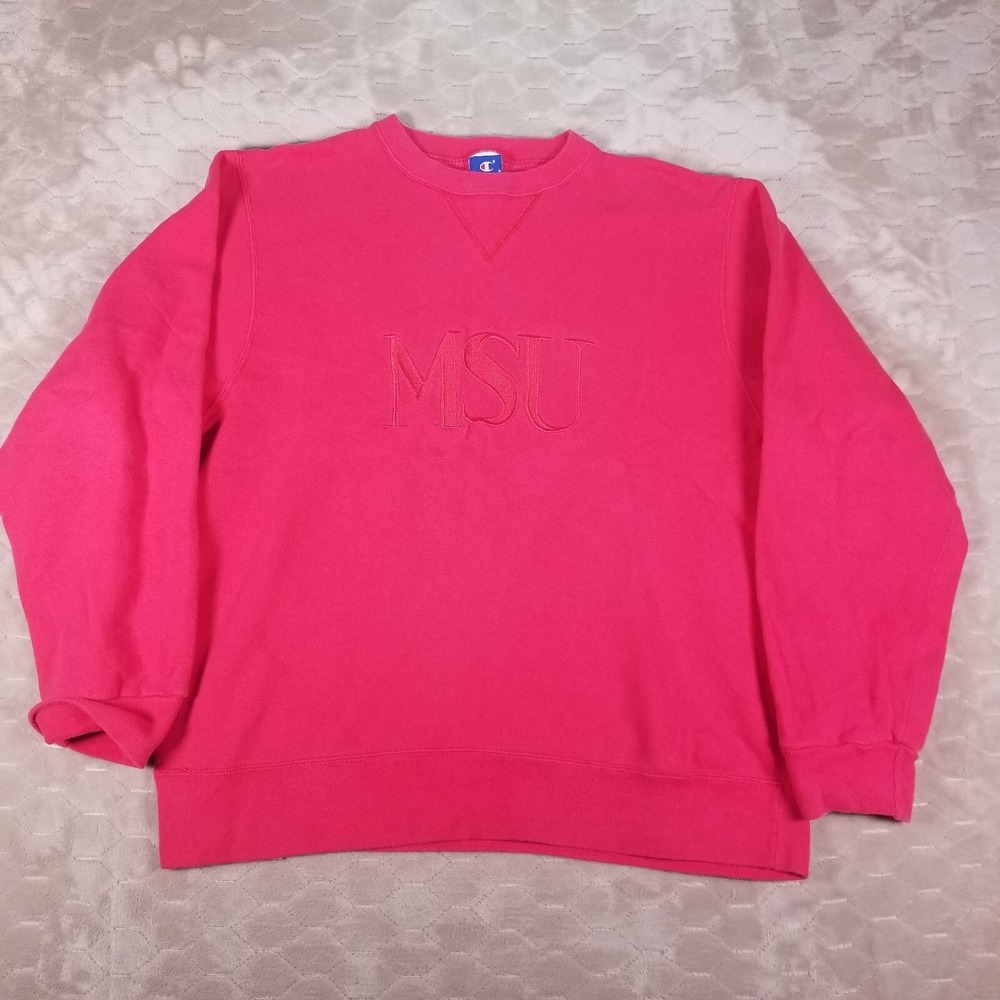 VTG MSU Michigan State Champion USA Made Crewneck Sweatshirt Sz Lg Womens